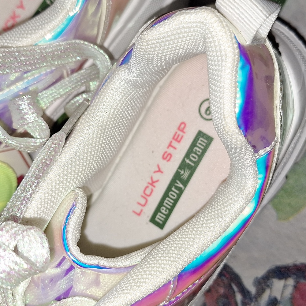 NWT SIZE 9 LUCKY STEP HOLOGRAM MEMORY FOAM PLATFORM SNEAKERS - Picture 5 of 9